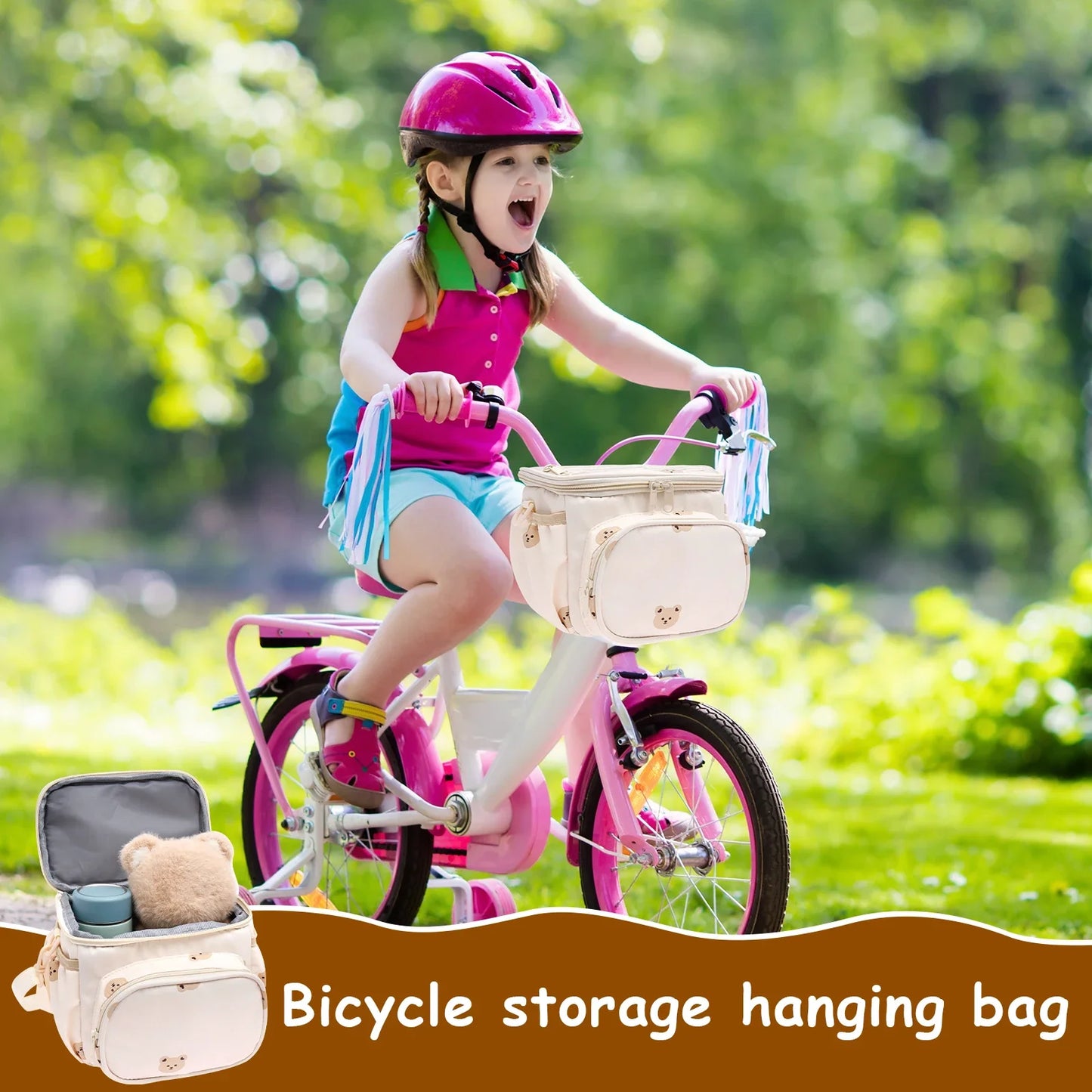 Panier Vélo Enfant – Sac de Guidon Multi-Poches pour Trottinette et Vélo