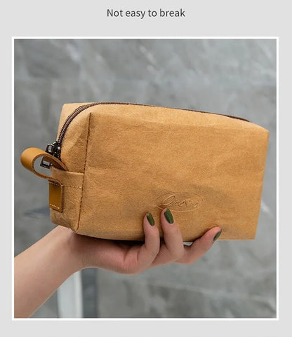 Trousse de maquillage écologique en papier kraft – Imperméable & Doublure douce