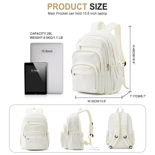 Premium Nylon Teen Backpack – Multi-Pocket, School and Travel, Casual Chic Style