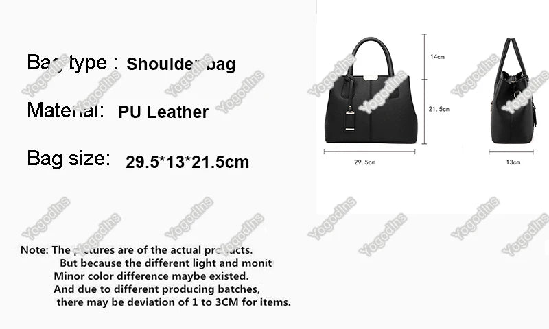 Women's PU Leather Tote Bag - Large, Shoulder & Crossbody