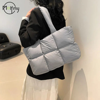 Sac Fourre-Tout Matelassé à Carreaux – Grande Capacité, Imperméable & Style Rétro