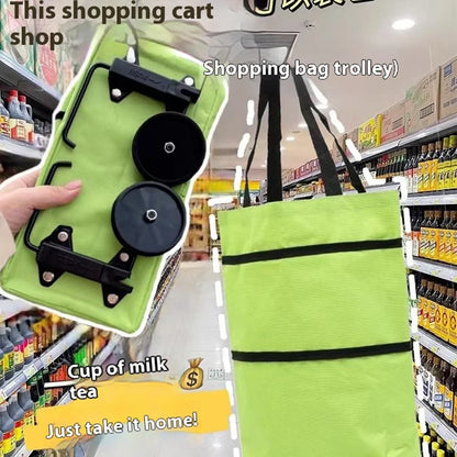 Foldable Eco Shopping Trolley Bag with Wheels – Large Capacity Shopping Cart