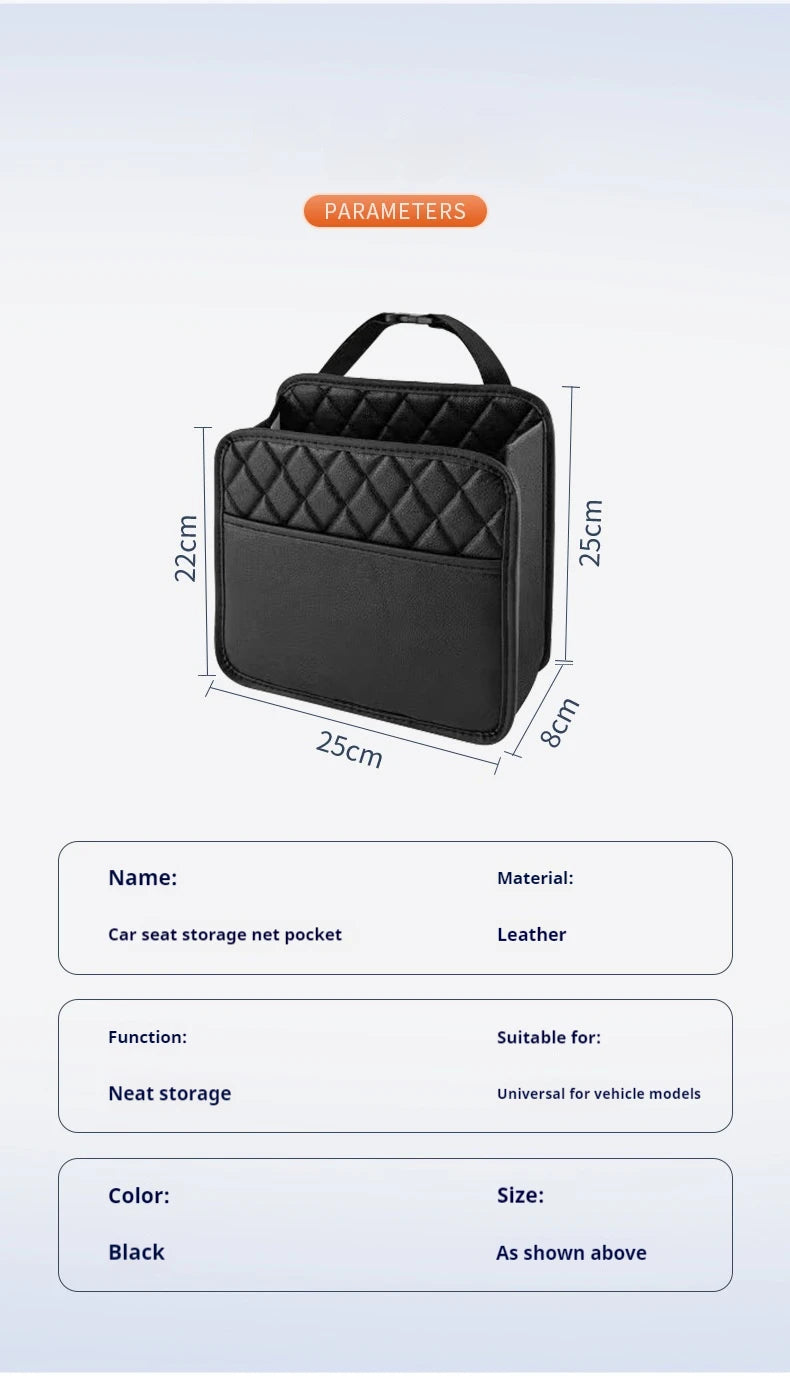 3-in-1 Leather Organizer Bag – Car Storage, Trash Can & Multi-Pocket Bag | Universal | Black