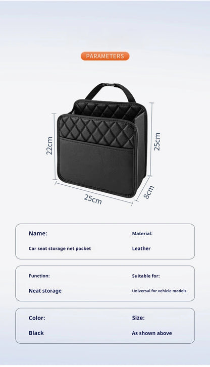 3-in-1 Leather Organizer Bag – Car Storage, Trash Can & Multi-Pocket Bag | Universal | Black