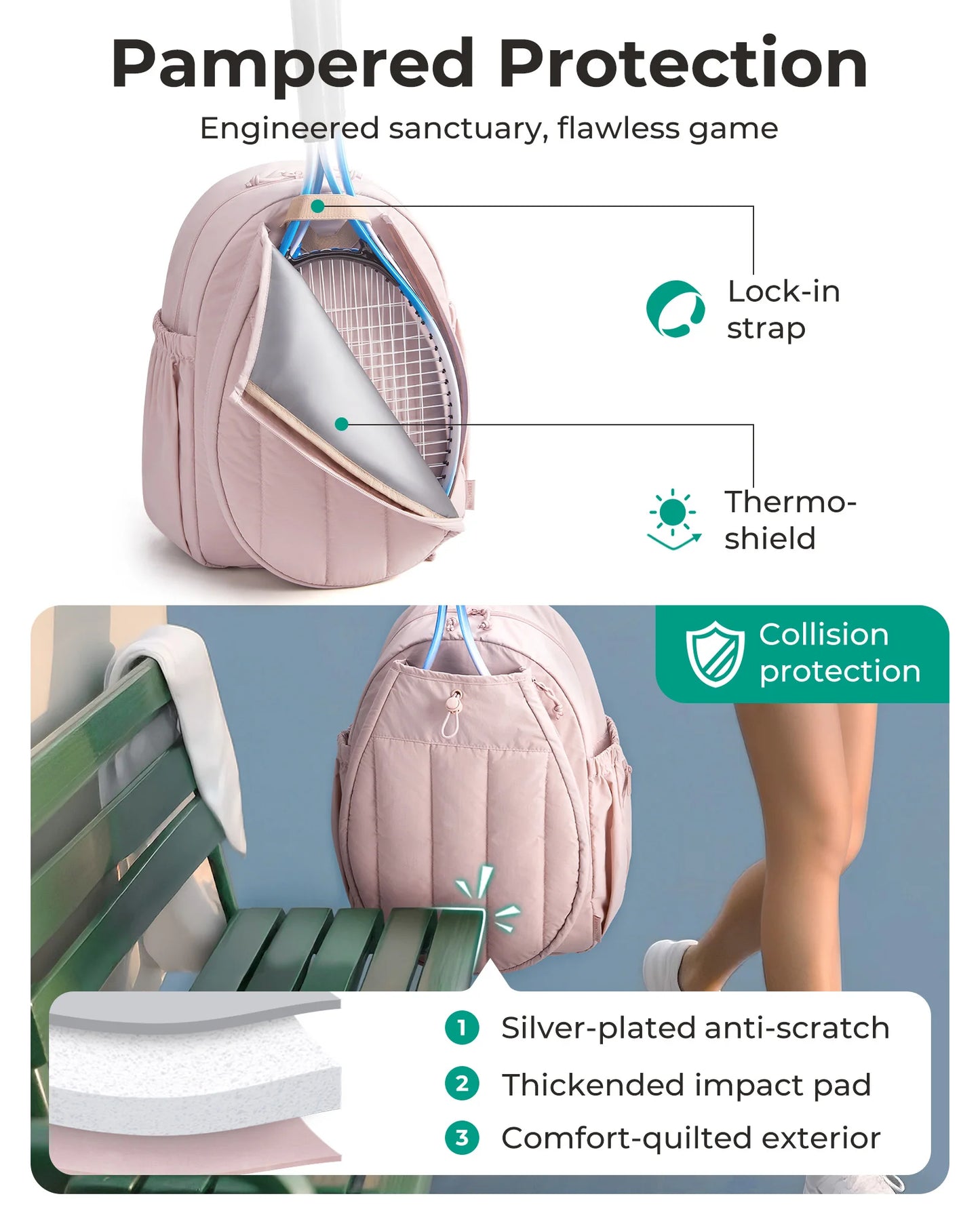 Sac à dos sport femme – Tennis, Gym & Quotidien avec compartiment chaussures