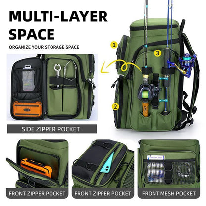 Scione Fishing Backpack - Multifunctional with Rod Holders