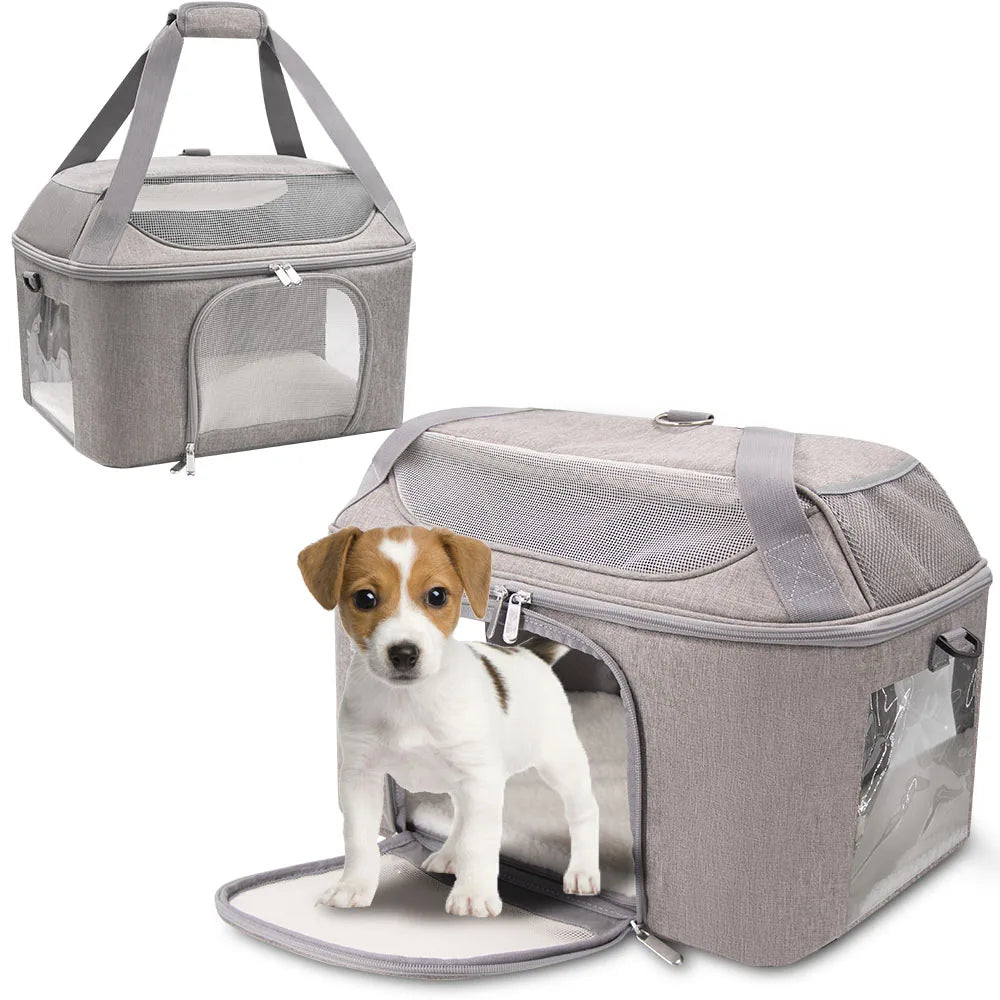 Sac à Dos Transporteur Respirant Chat & Petit Chien – Approuvé Compagnie Aérienne | Voyage & Balade | Gris & Noir