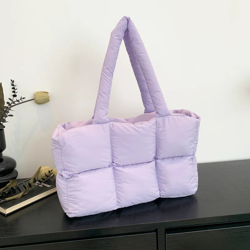 Sac Fourre-Tout Matelassé à Carreaux – Grande Capacité, Imperméable & Style Rétro