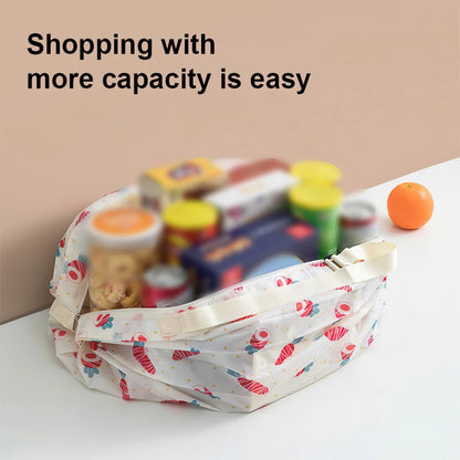 Sac Shopping Pliable Impérméable – Grande Capacité 48-64L, Rayé, Réutilisable