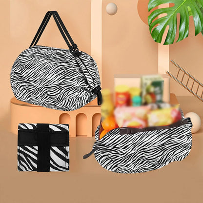 Sac Shopping Pliable Impérméable – Grande Capacité 48-64L, Rayé, Réutilisable