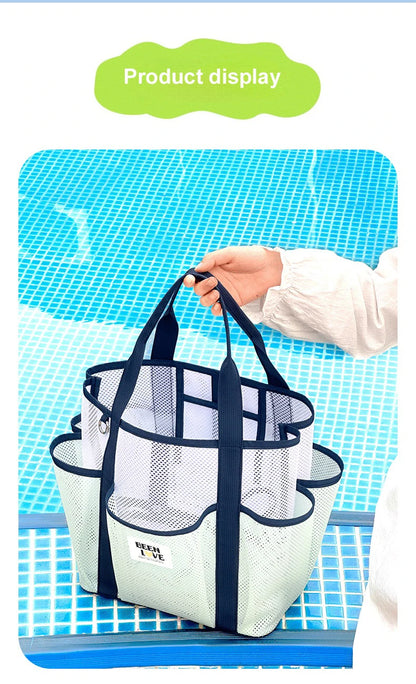 Sac de Plage et Gym en Maille – Grande Capacité, Portable, Idéal Piscine et Voyage