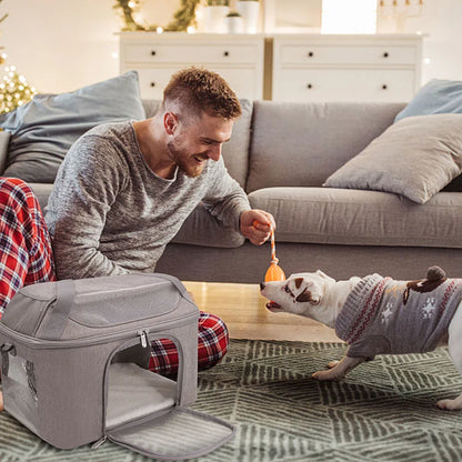 Sac à Dos Transporteur Respirant Chat & Petit Chien – Approuvé Compagnie Aérienne | Voyage & Balade | Gris & Noir