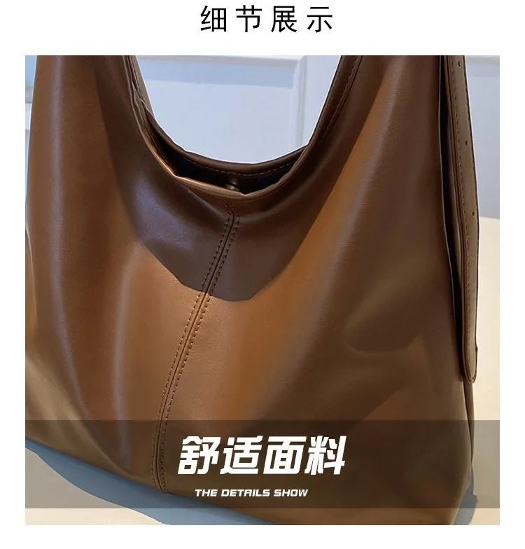 Sac Tote Rétro Femme en Cuir PU - Grande Capacité