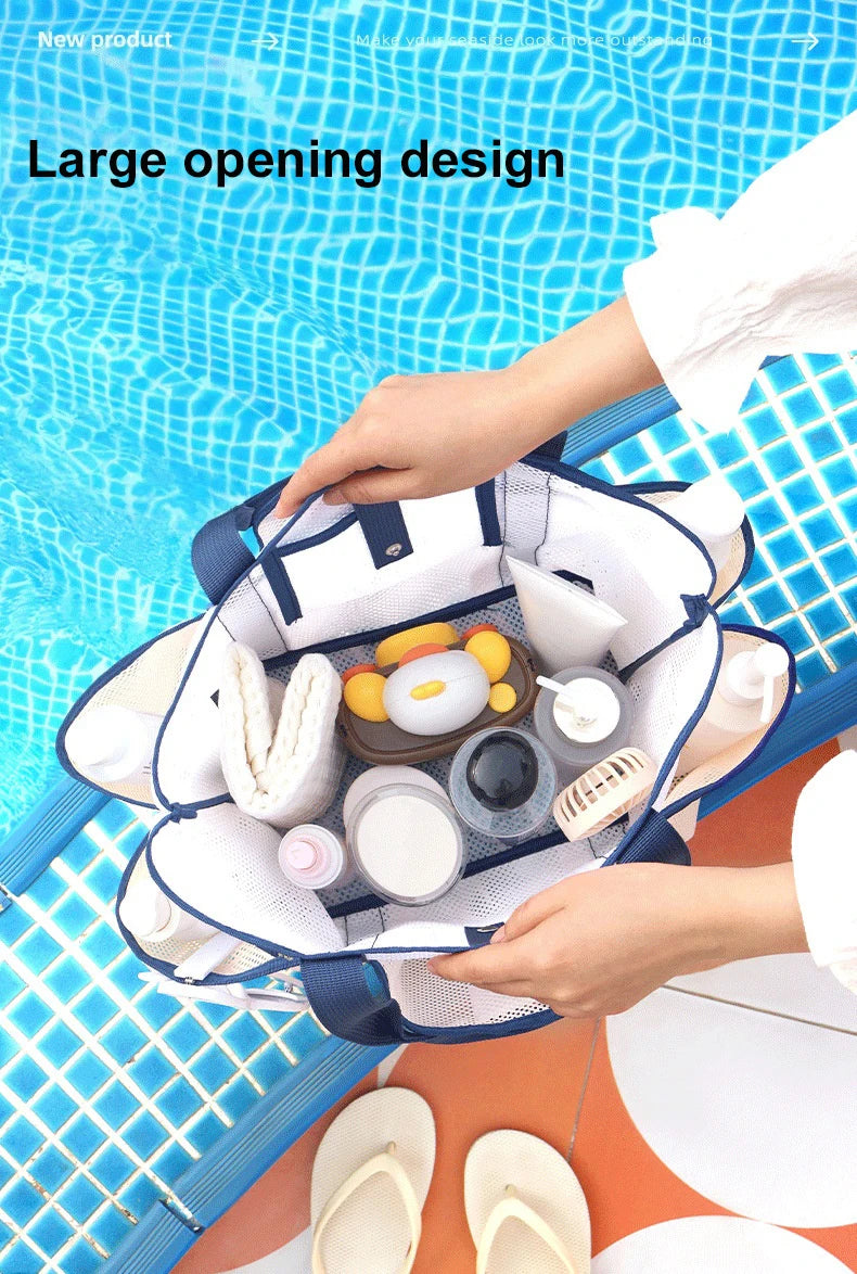 Sac de Plage et Gym en Maille – Grande Capacité, Portable, Idéal Piscine et Voyage