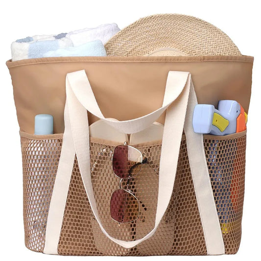 Sac de Plage Femme Grande Capacité – Impérméable, Séparation Sec/Humide, Pliable