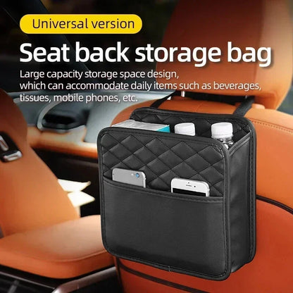 3-in-1 Leather Organizer Bag – Car Storage, Trash Can & Multi-Pocket Bag | Universal | Black