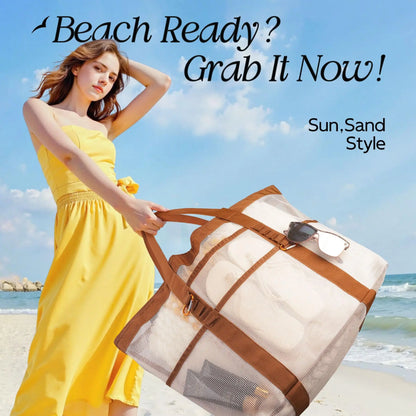 Grand Tote Bag de Plage – Pliable, Réutilisable, Idéal Piscine, Voyage et Plein Air