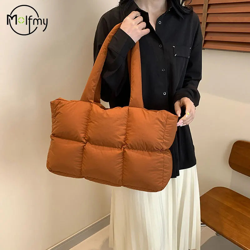 Sac Fourre-Tout Matelassé à Carreaux – Grande Capacité, Imperméable & Style Rétro