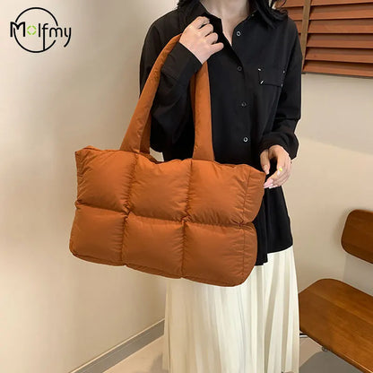 Sac Fourre-Tout Matelassé à Carreaux – Grande Capacité, Imperméable & Style Rétro