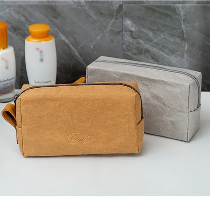 Trousse de maquillage écologique en papier kraft – Imperméable & Doublure douce