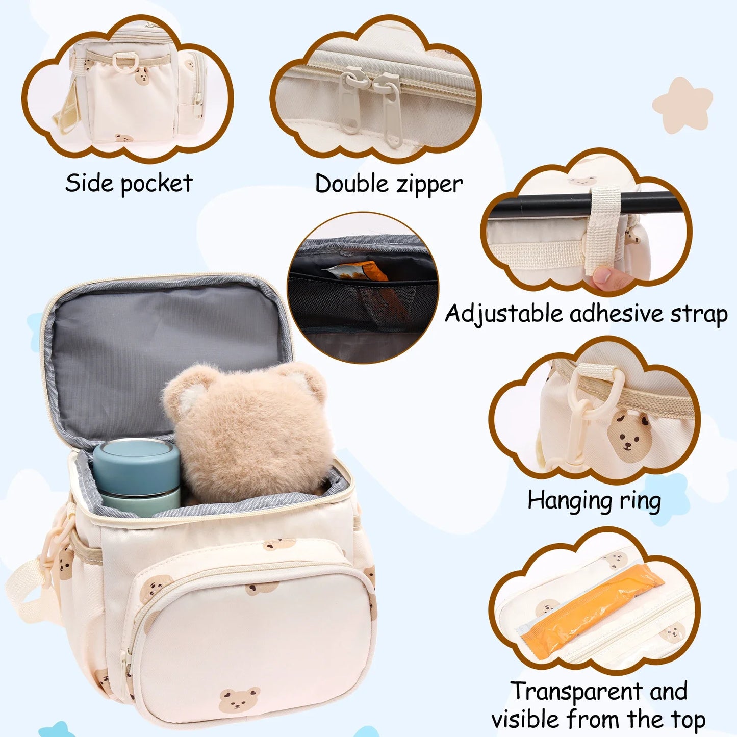 Panier Vélo Enfant – Sac de Guidon Multi-Poches pour Trottinette et Vélo