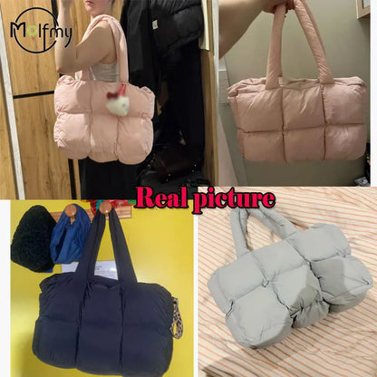 Sac Fourre-Tout Matelassé à Carreaux – Grande Capacité, Imperméable & Style Rétro