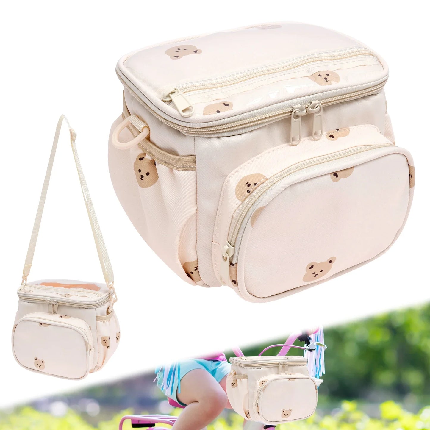 Panier Vélo Enfant – Sac de Guidon Multi-Poches pour Trottinette et Vélo