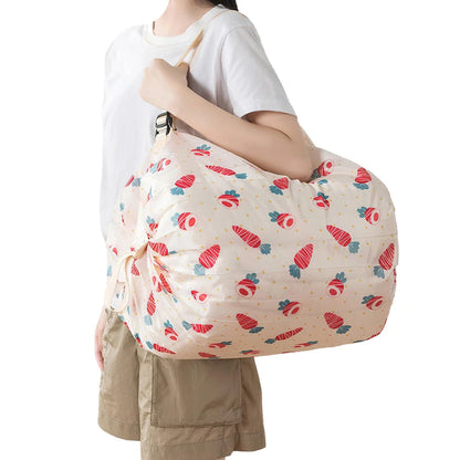 Sac Shopping Pliable Impérméable – Grande Capacité 48-64L, Rayé, Réutilisable