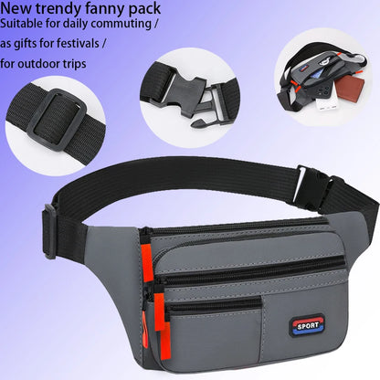 Waterproof Sports Fanny Pack — Unisex, multi-pocket, ideal for hiking and running