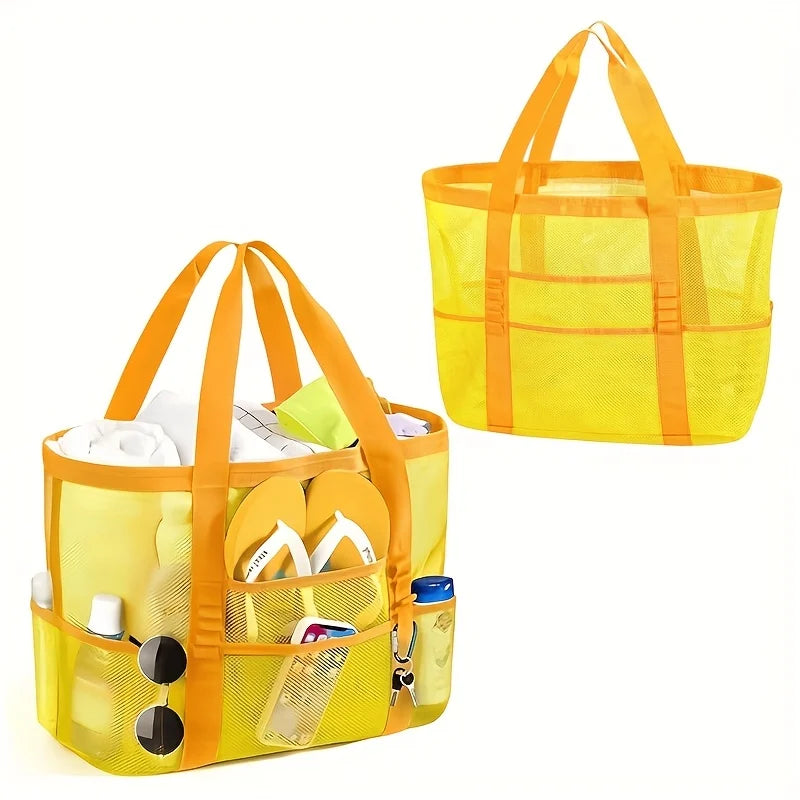 Sac de Plage Filet Anti-Sable – Multi-Poches, Léger et Respirant pour Toute la Famille