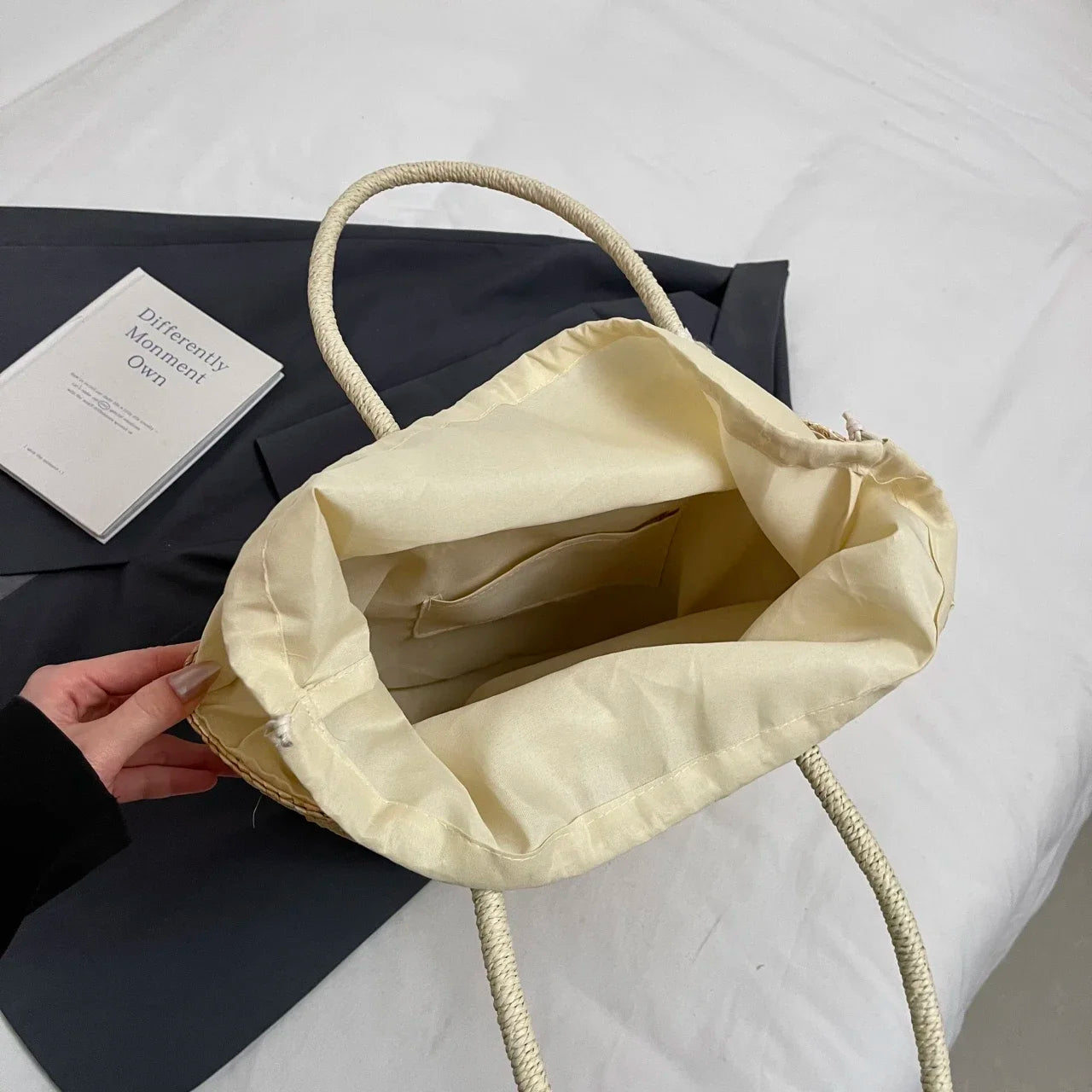 Sac de Plage en Paille Fait Main – Brodé & Bohème | Sac À Épaule Grande Capacité | Panier Rotin Été | S, M & L