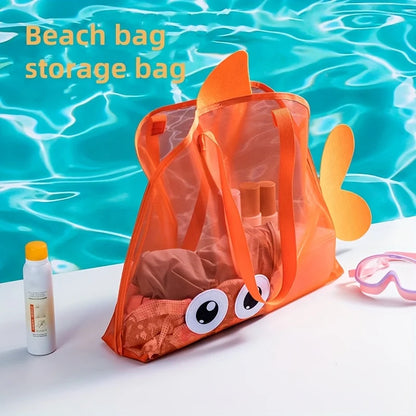 Family Mesh Beach Bag – Large Capacity, Toys, Shells, and Vacation Essentials