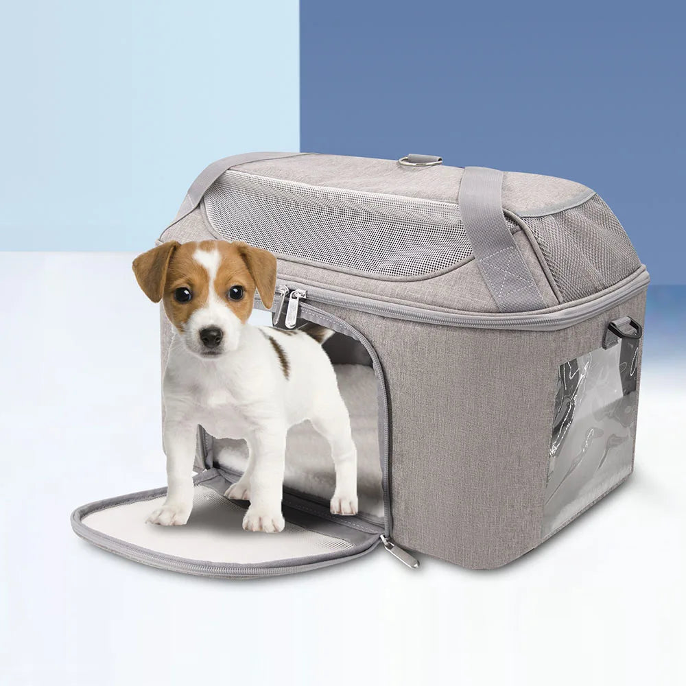 Sac à Dos Transporteur Respirant Chat & Petit Chien – Approuvé Compagnie Aérienne | Voyage & Balade | Gris & Noir