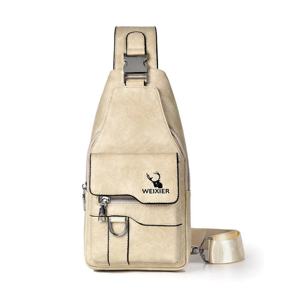 Sac Bandoulière Vintage pour Homme — Semi-Cuir & Grande Capacité