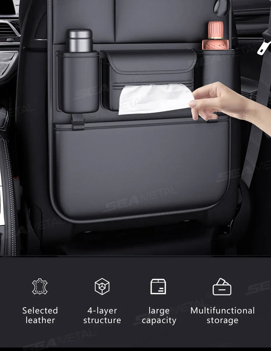 Organisateur de Siège Arrière Voiture 6 Poches en Cuir PU