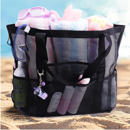 Sac de Plage Filet Anti-Sable – Multi-Poches, Léger et Respirant pour Toute la Famille