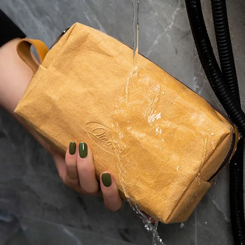 Trousse de maquillage écologique en papier kraft – Imperméable & Doublure douce