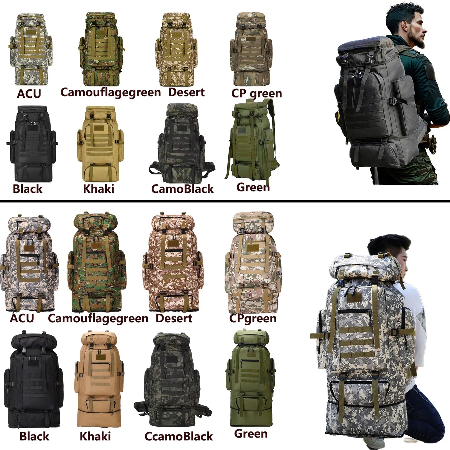Tactical Backpack Large Capacity 80L & 100L – Hiking, Mountaineering & Camping | Military & Outdoor | Unisex