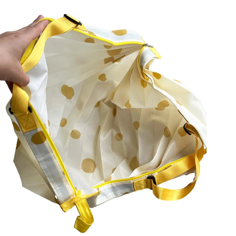 Sac Shopping Pliable Impérméable – Grande Capacité 48-64L, Rayé, Réutilisable