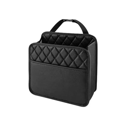 3-in-1 Leather Organizer Bag – Car Storage, Trash Can & Multi-Pocket Bag | Universal | Black