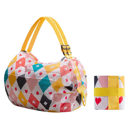 Sac Shopping Pliable Impérméable – Grande Capacité 48-64L, Rayé, Réutilisable
