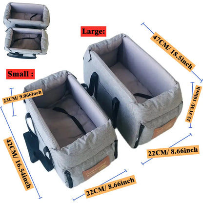 Dog & Cat Car Seat Bed – Portable & Washable | Car Safety | Sizes S & L | Chihuahua
