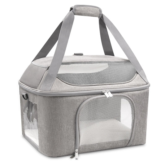 Sac à Dos Transporteur Respirant Chat & Petit Chien – Approuvé Compagnie Aérienne | Voyage & Balade | Gris & Noir
