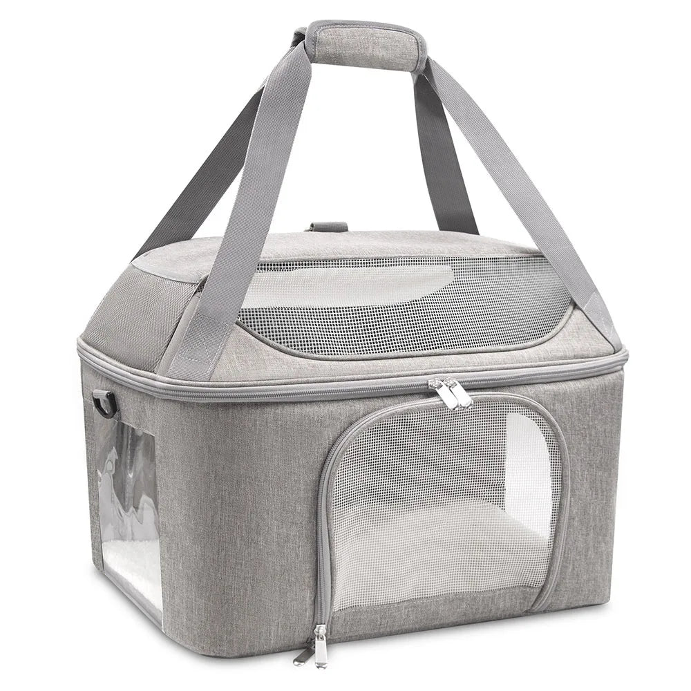 Sac à Dos Transporteur Respirant Chat & Petit Chien – Approuvé Compagnie Aérienne | Voyage & Balade | Gris & Noir