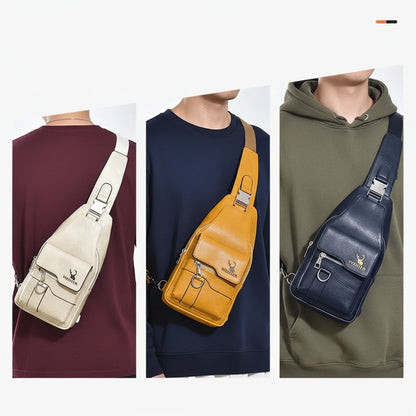 Sac Bandoulière Vintage pour Homme — Semi-Cuir & Grande Capacité