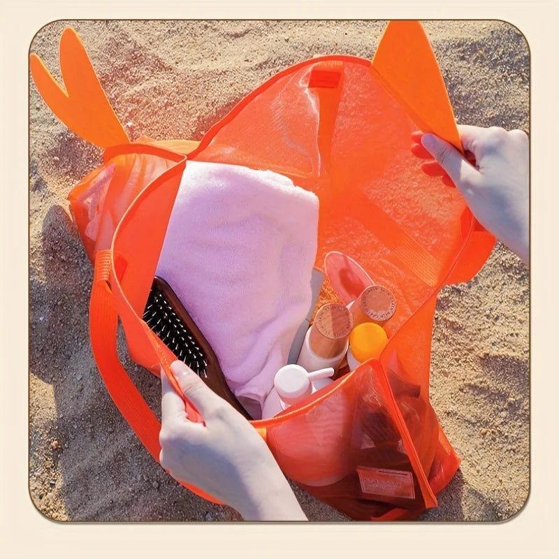 Family Mesh Beach Bag – Large Capacity, Toys, Shells, and Vacation Essentials