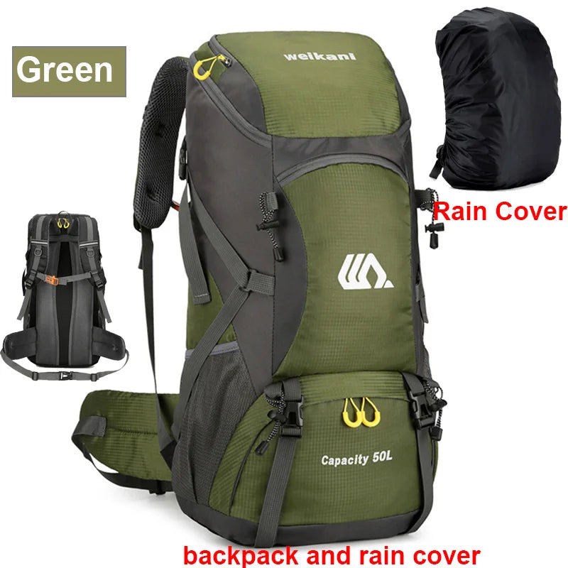 50L Waterproof Travel Backpack – Shoe Compartment & Hydration Bladder Pocket | Hiking, Camping & Mountaineering | Unisex