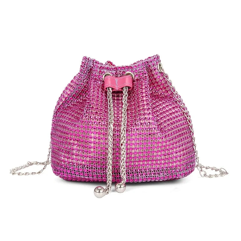 Sac Seau Femme avec Strass Scintillants - Cordon Chic - Bandoulière Polyvalente