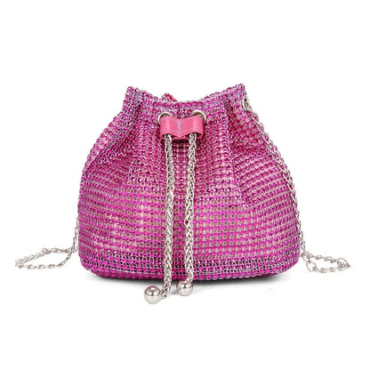 Sac Seau Femme avec Strass Scintillants - Cordon Chic - Bandoulière Polyvalente