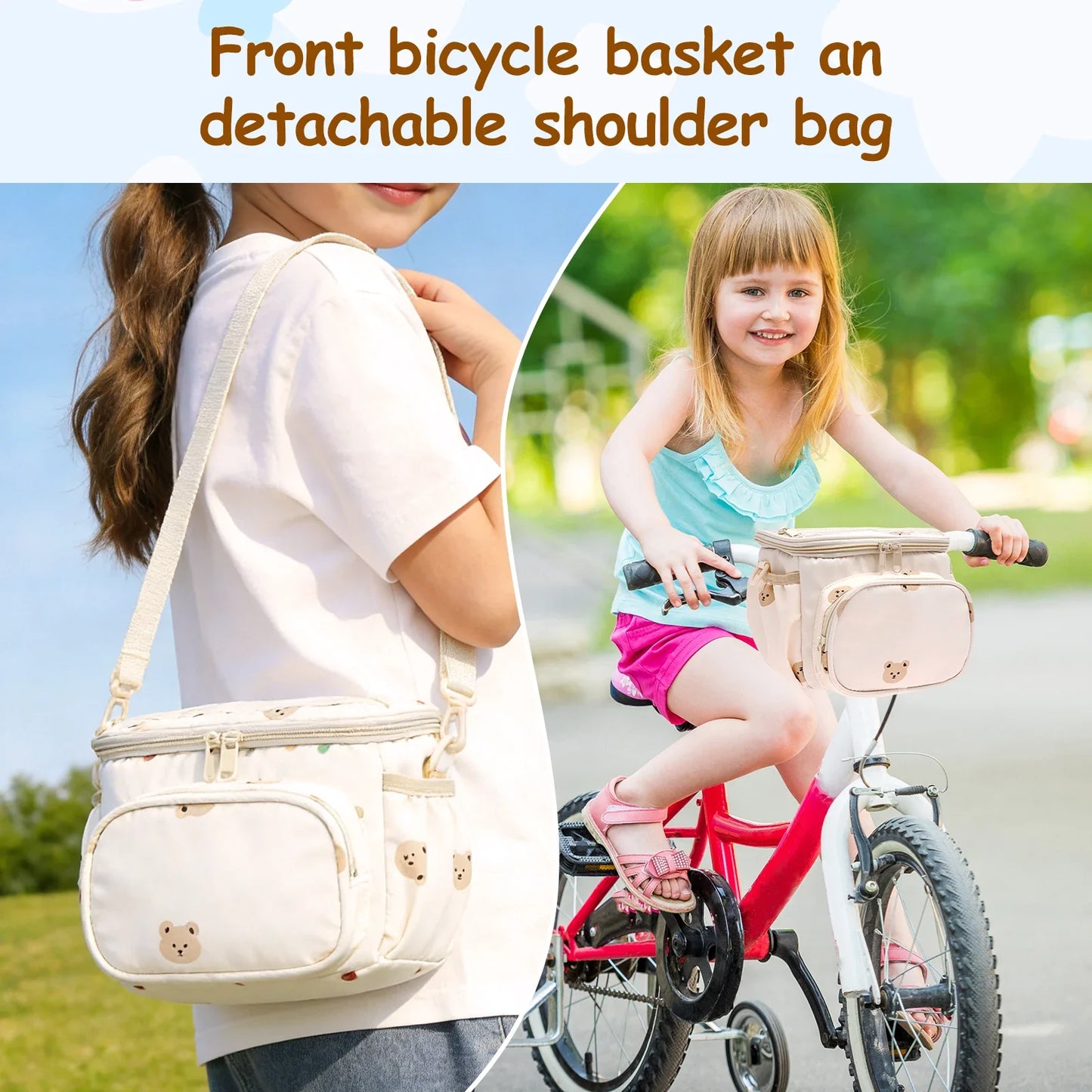 Panier Vélo Enfant – Sac de Guidon Multi-Poches pour Trottinette et Vélo